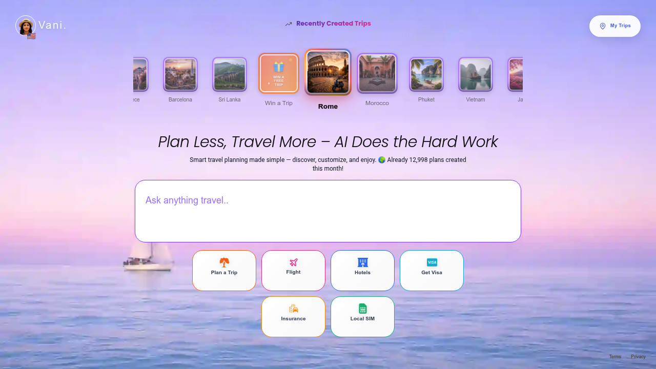 g8trip AI Travel Planner screenshot