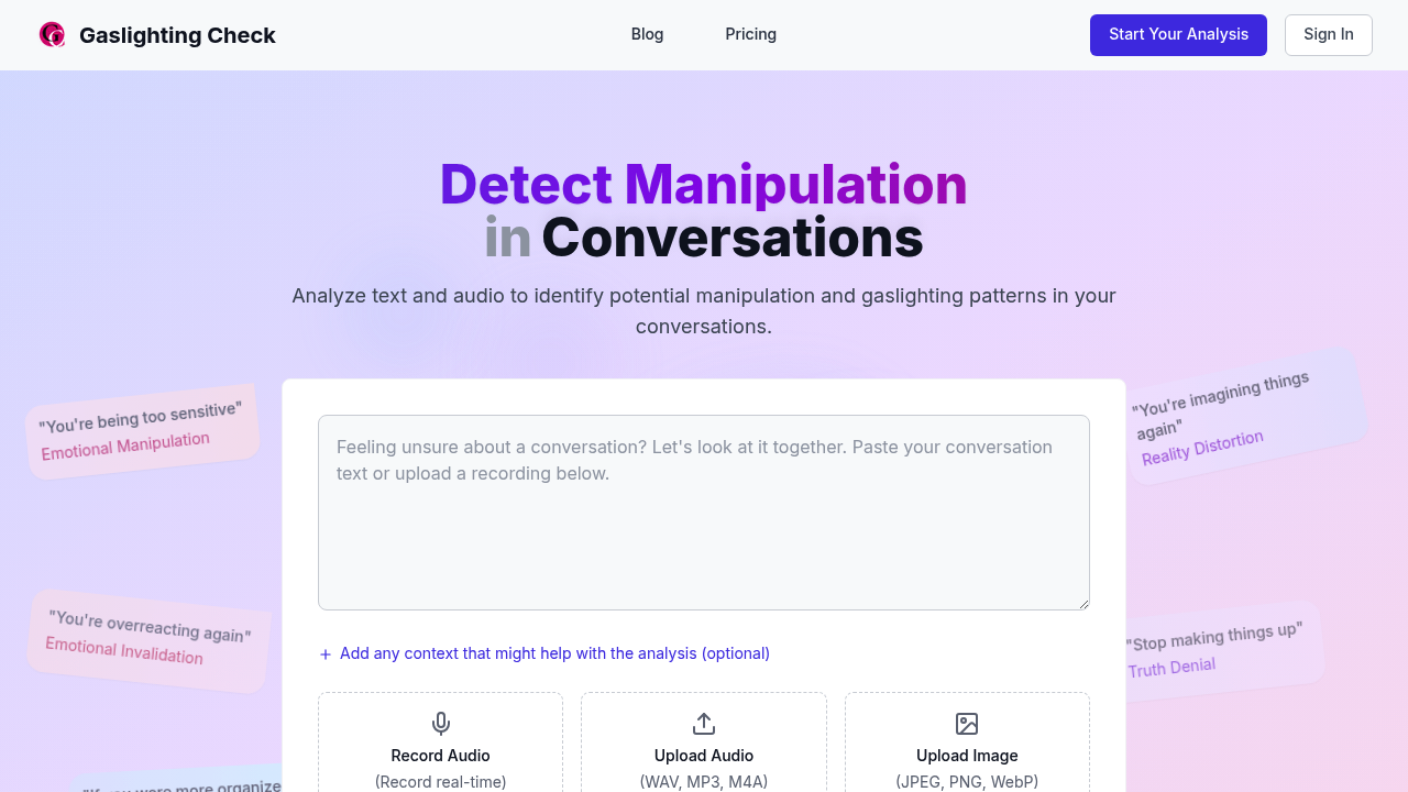 Gaslighting Check screenshot