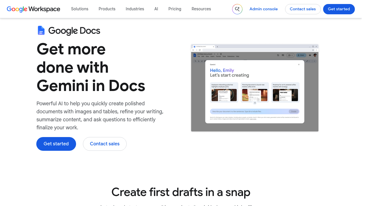 Gemini in Google Docs screenshot