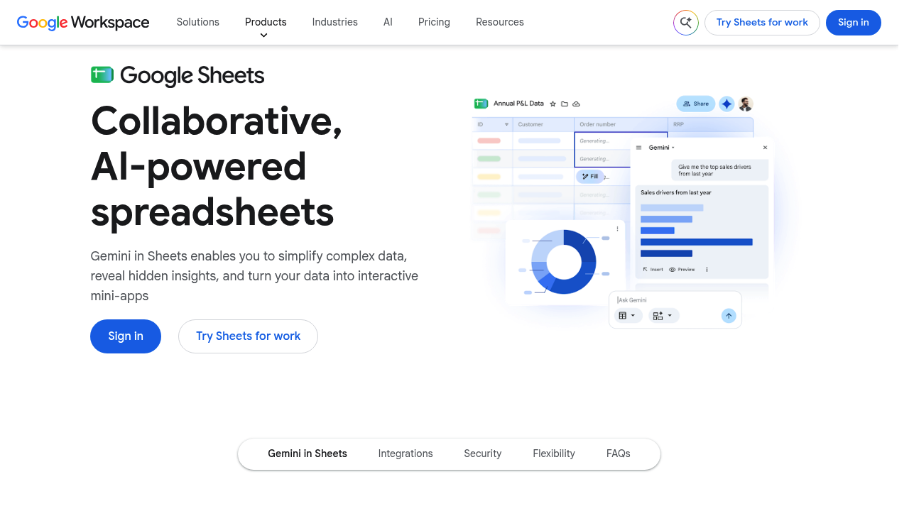 Gemini in Google Sheets screenshot