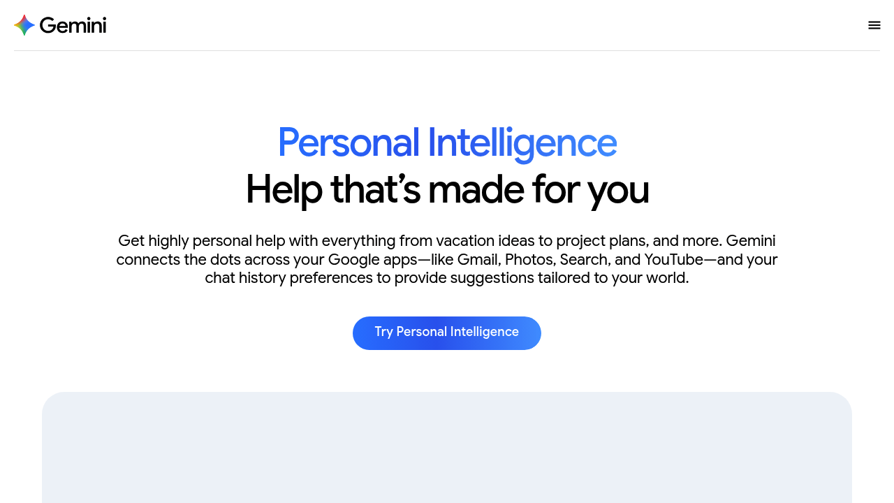 Gemini Personal Intelligence screenshot