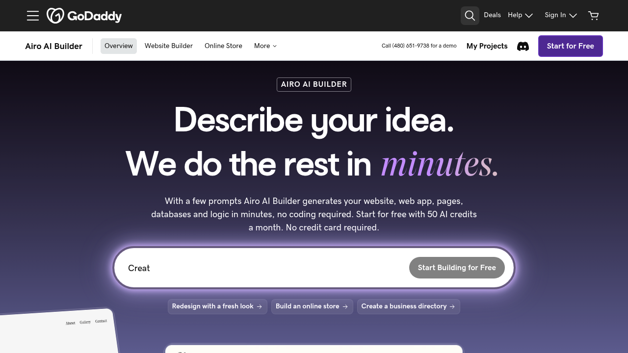 GoDaddy Airo screenshot