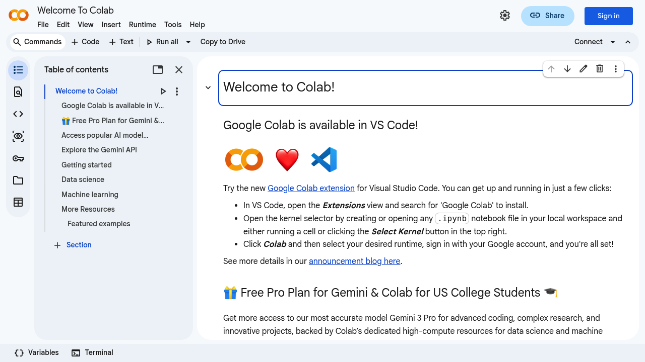 Google Colab screenshot
