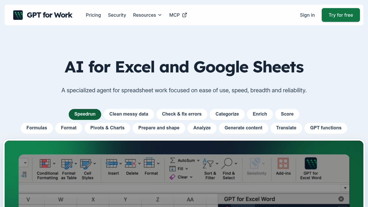 GPT for Work (Sheets, Docs, Slides) screenshot