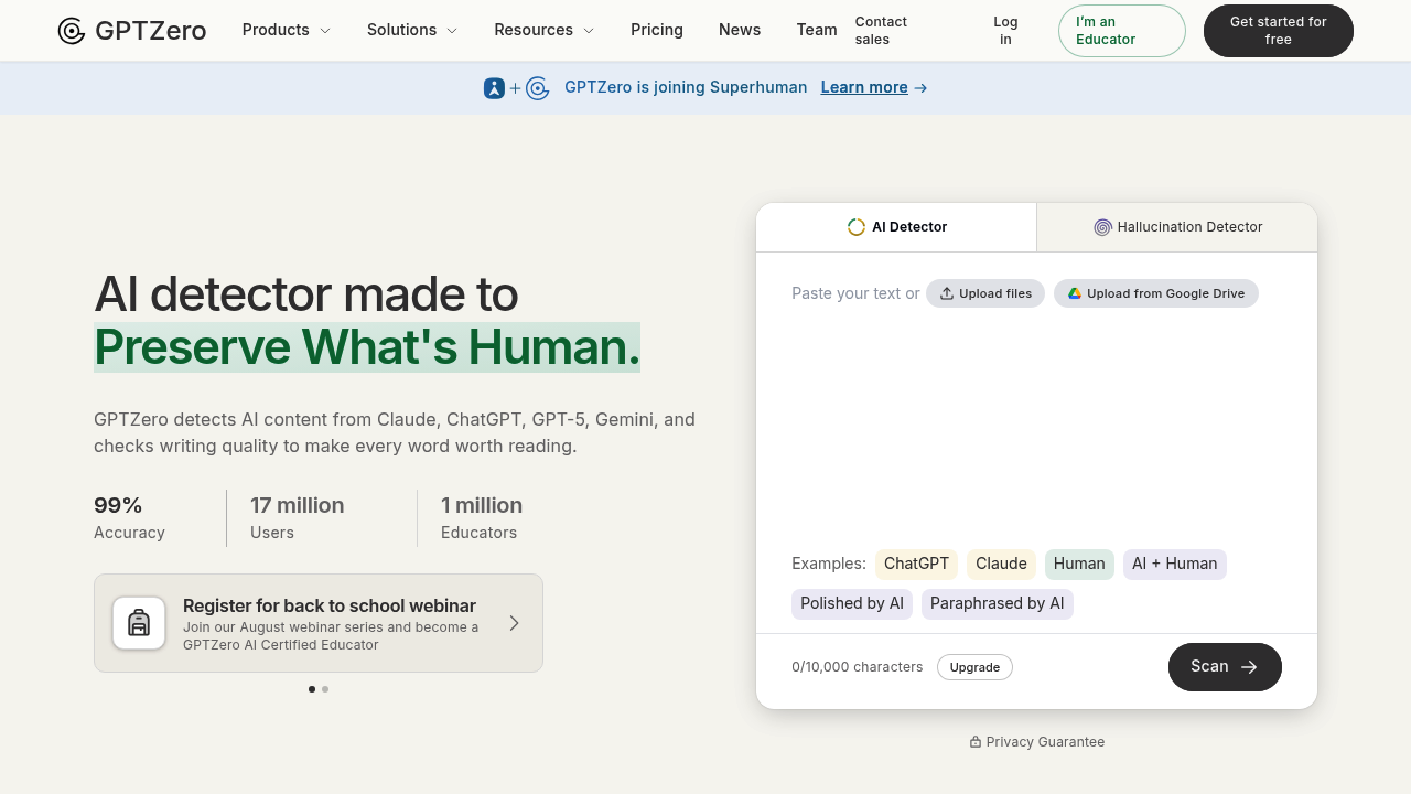 GPTZero screenshot