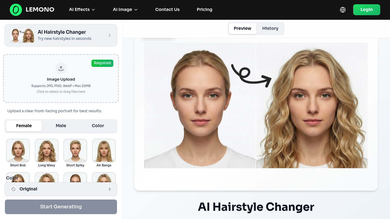 Hairstyle Changer by LEMONO AI screenshot