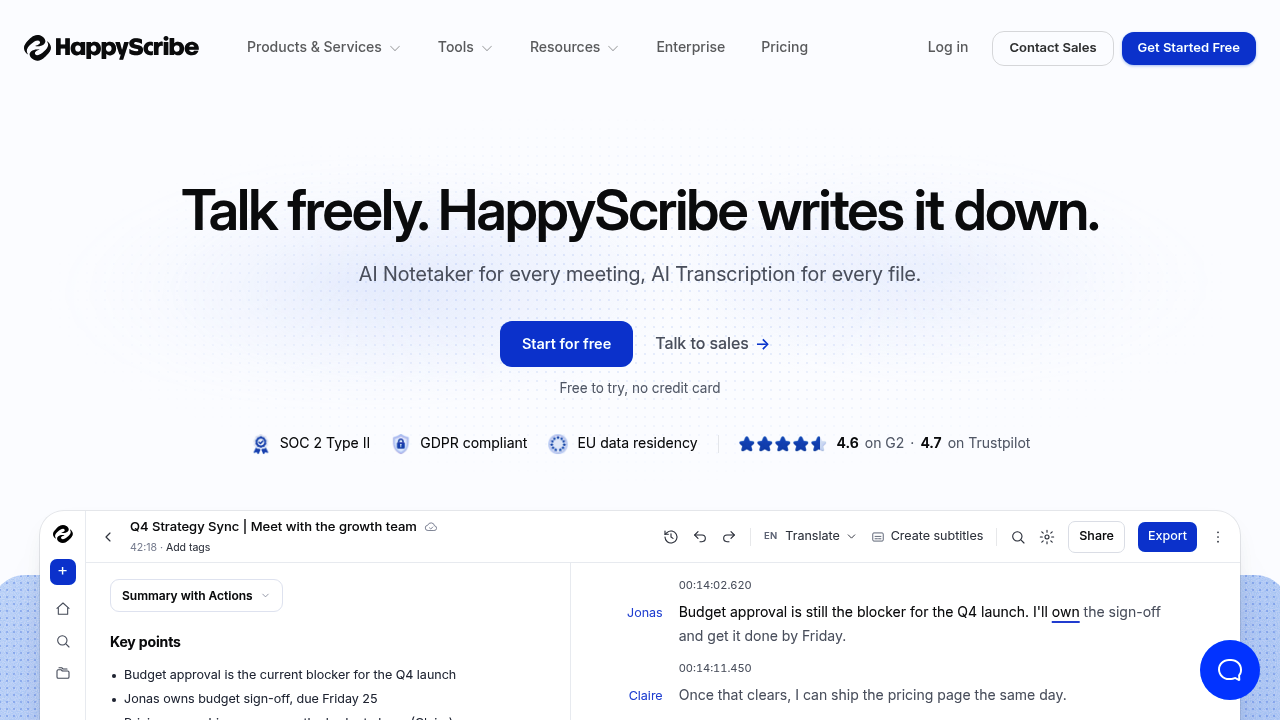 Happy Scribe screenshot