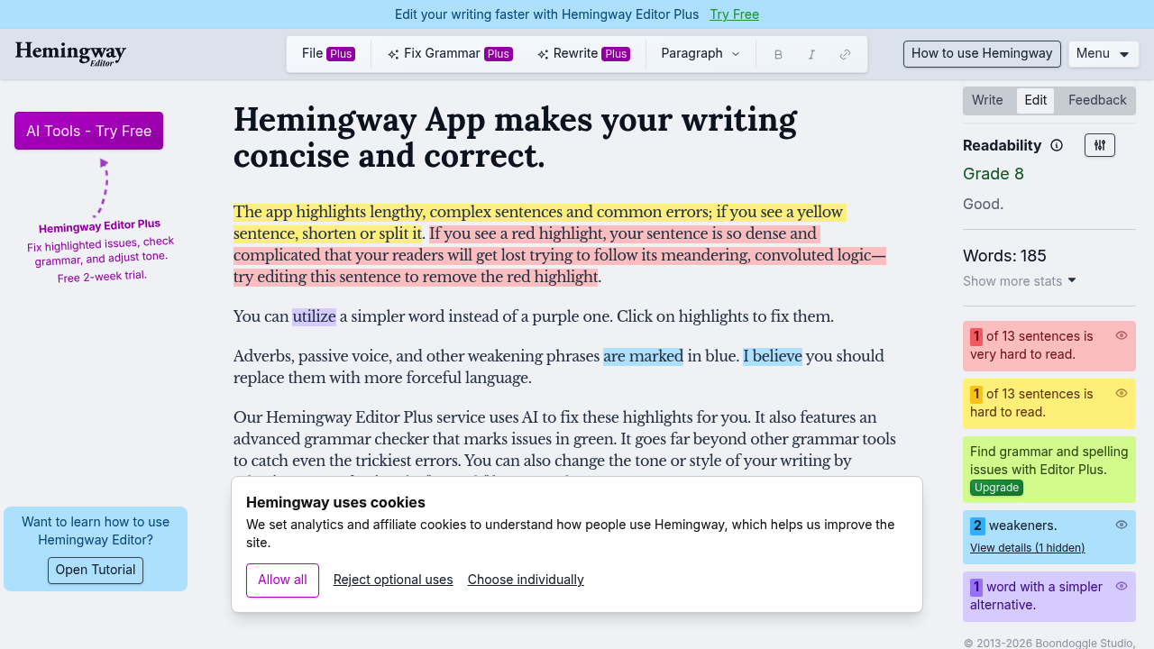Hemingway Editor screenshot