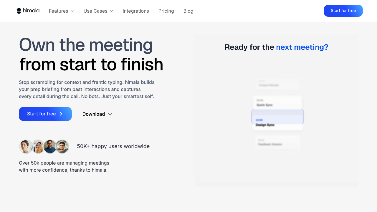 Himala AI Meeting Assistant screenshot