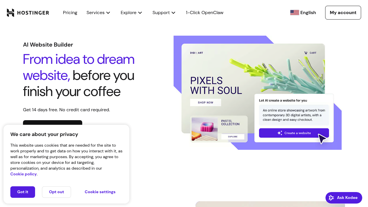 Hostinger | AI Website Builder screenshot