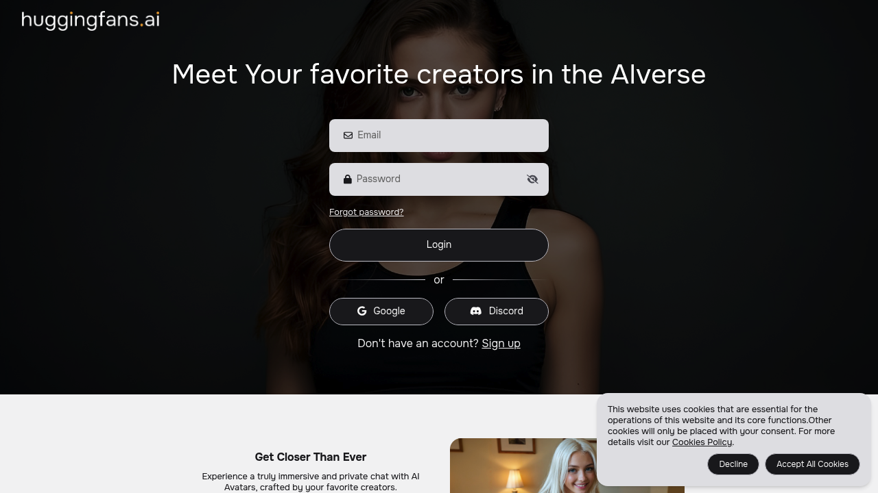 Huggingfans screenshot