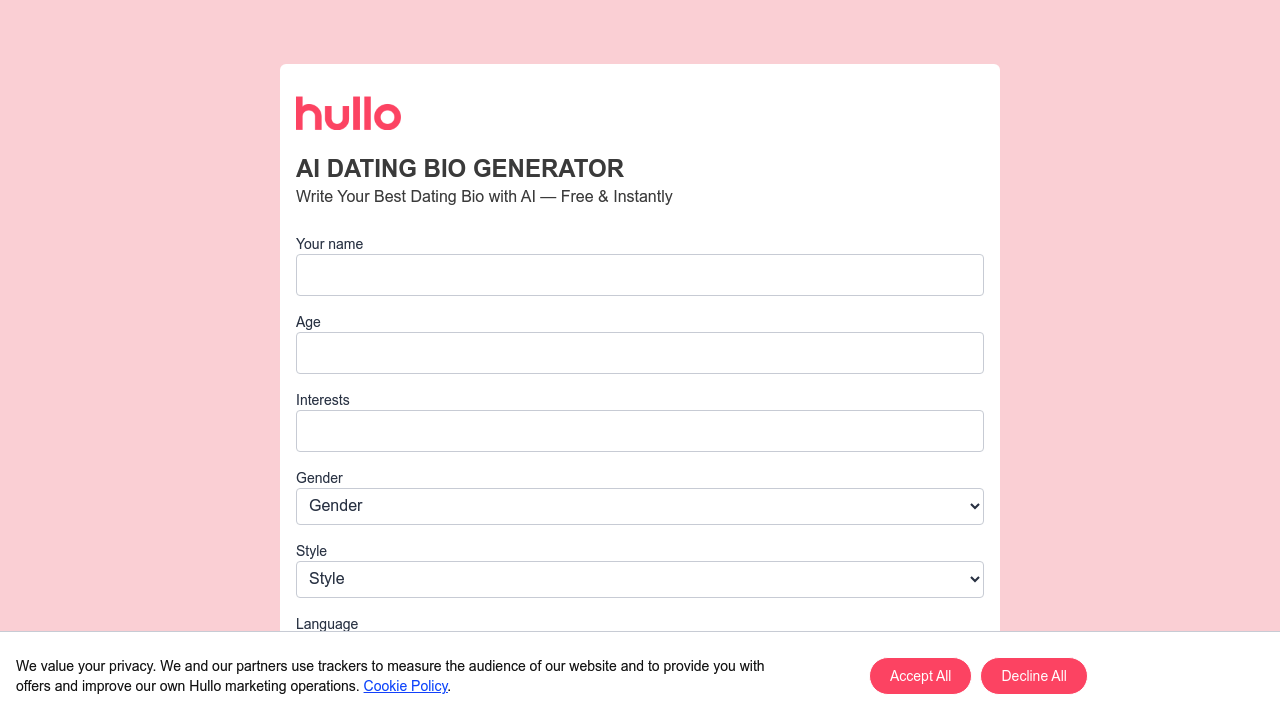 Hullo AI Bio Generator screenshot