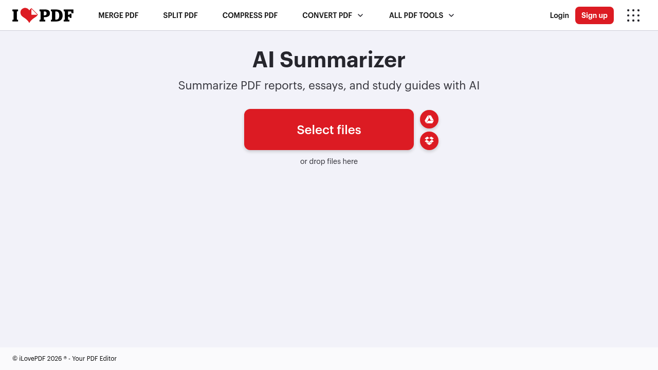iLovePDF AI Summarizer screenshot