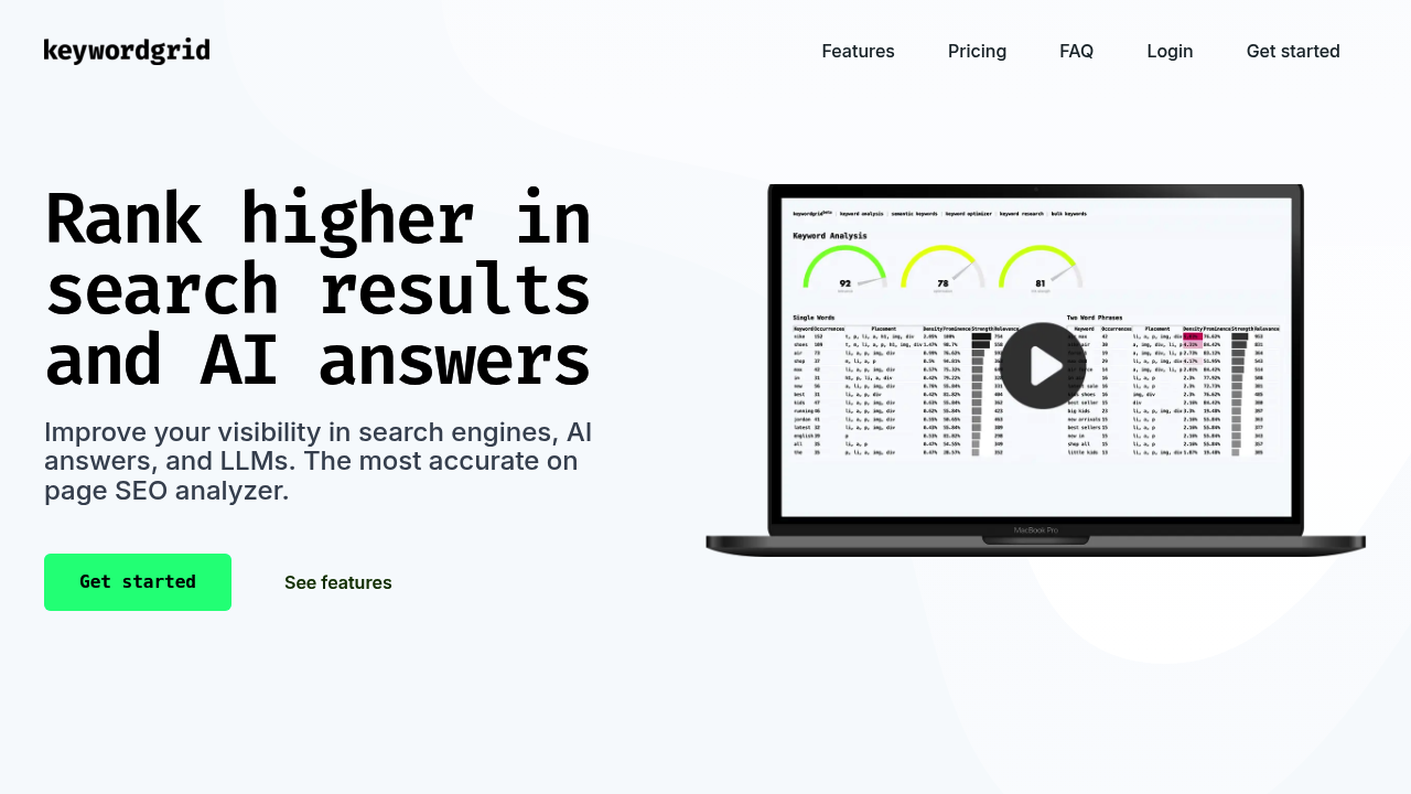 Keyword Grid screenshot