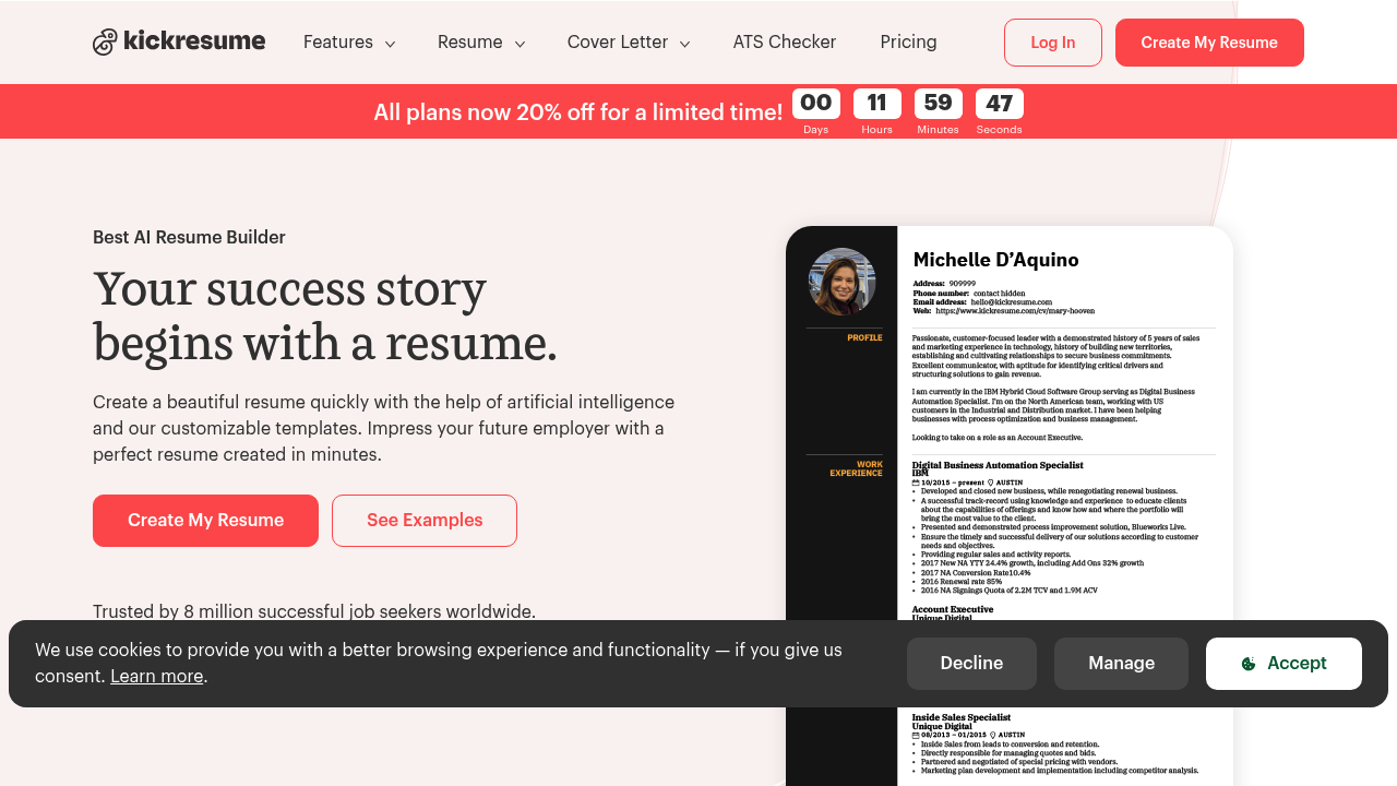 Kickresume screenshot