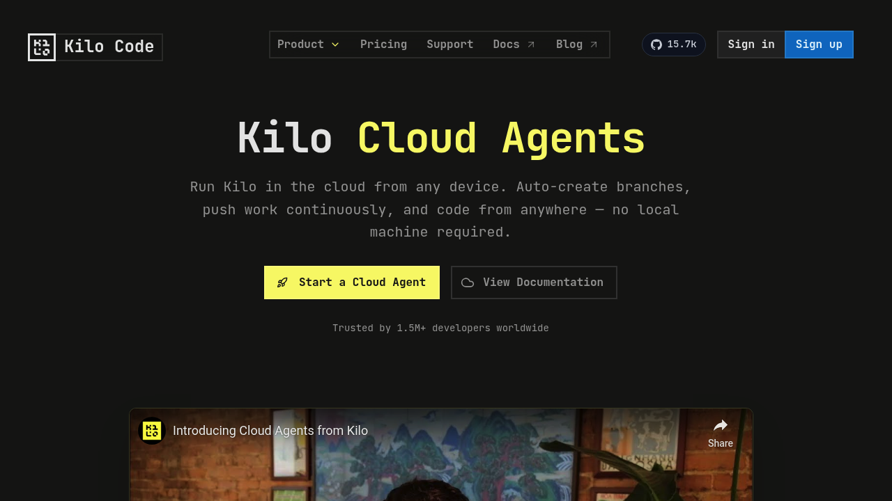 Kilo | Cloud Agents screenshot