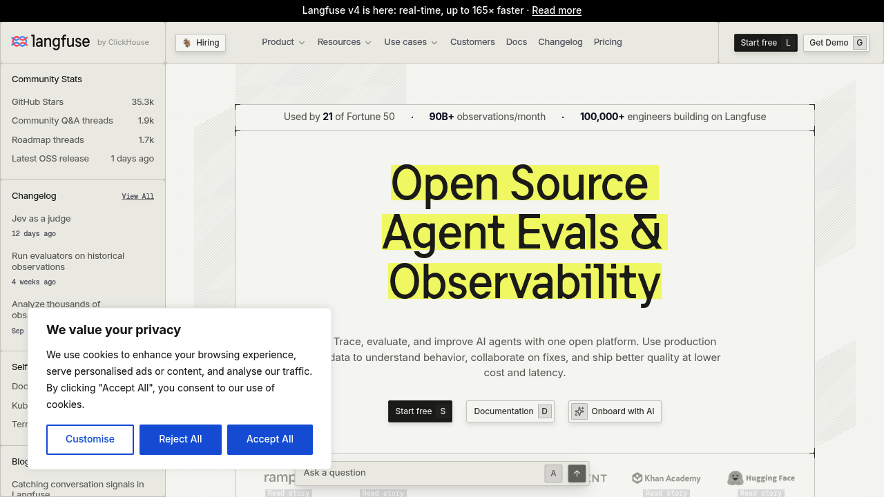 Langfuse screenshot