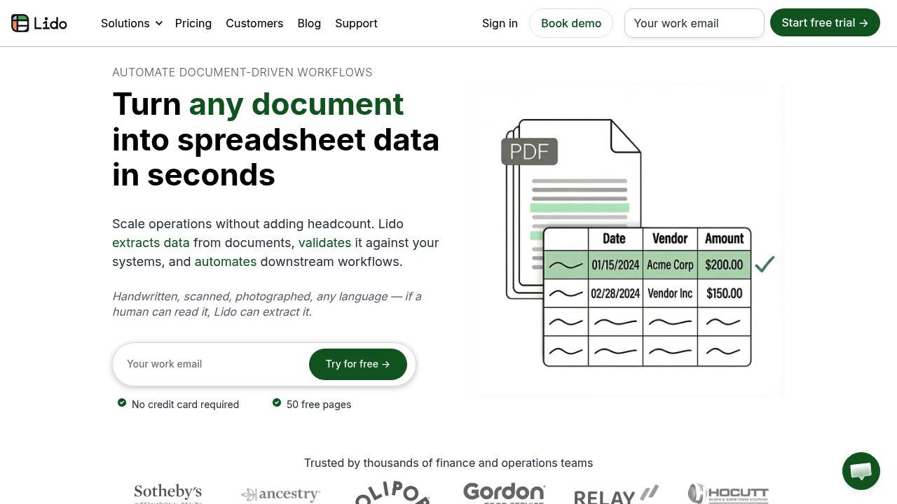 Lido Document Processing screenshot