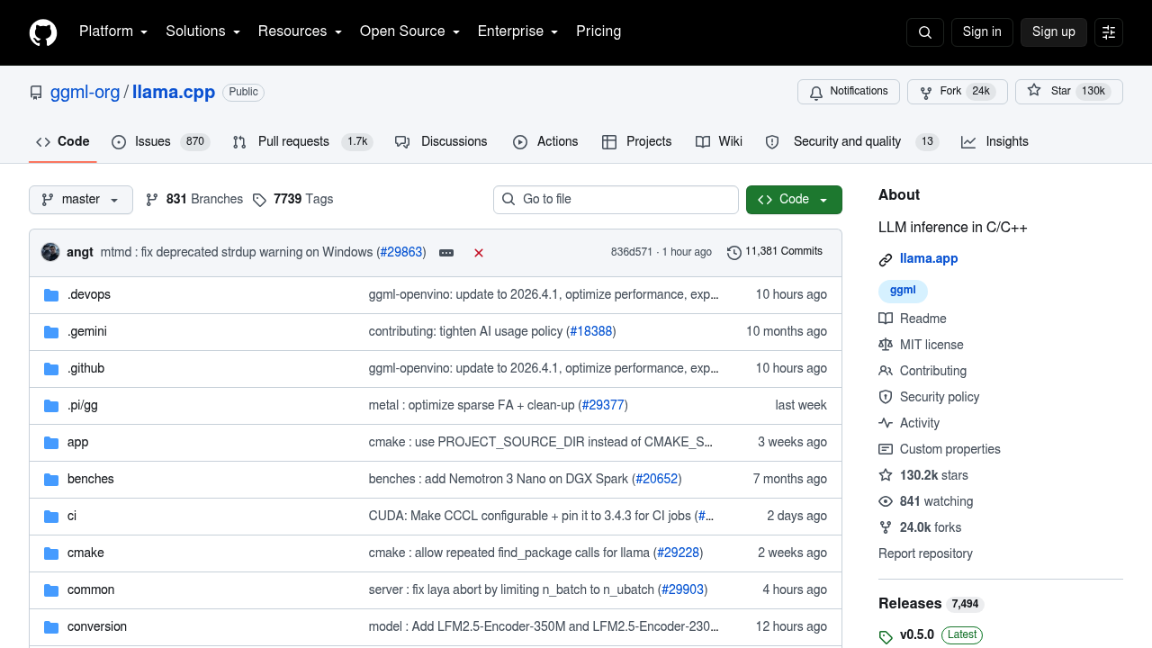 llama.cpp screenshot
