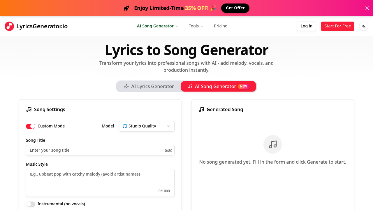 LyricsGenerator.io screenshot
