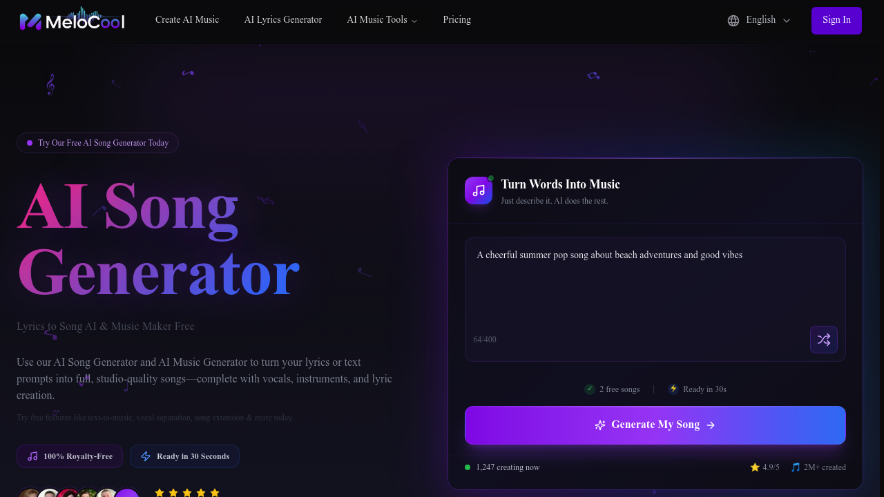 LyricsToSongAI screenshot