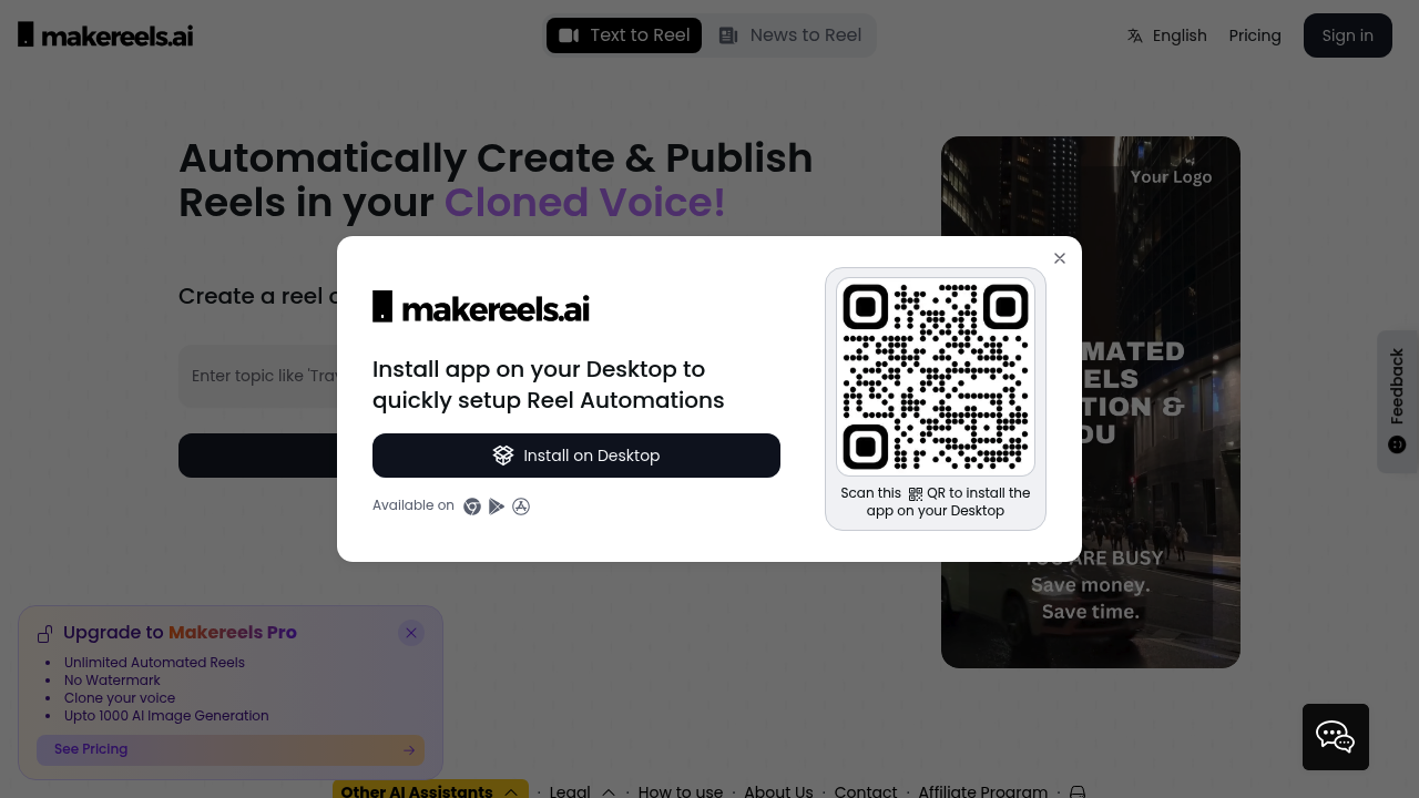 Makereels.ai screenshot