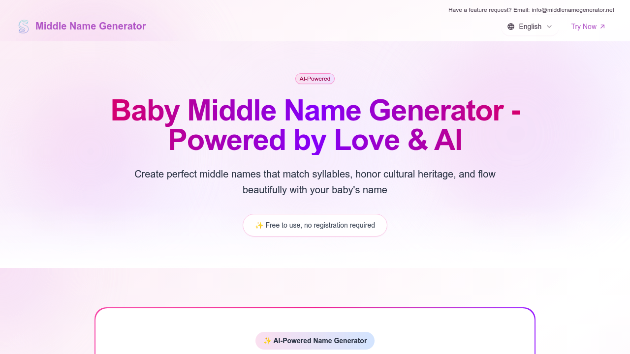 Middle Name Generator.net screenshot