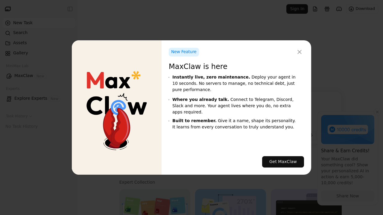 MiniMax Agent screenshot