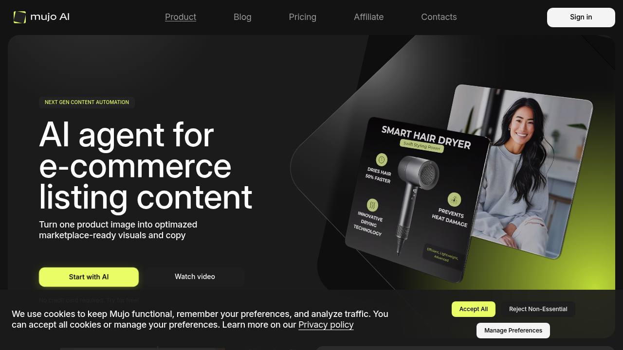 Mujo AI E-com Listing screenshot