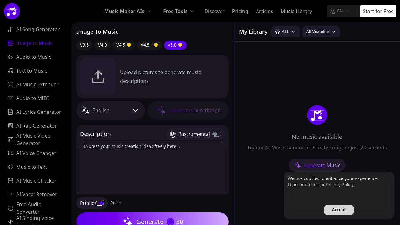 MusicMaker.im Image to Music screenshot