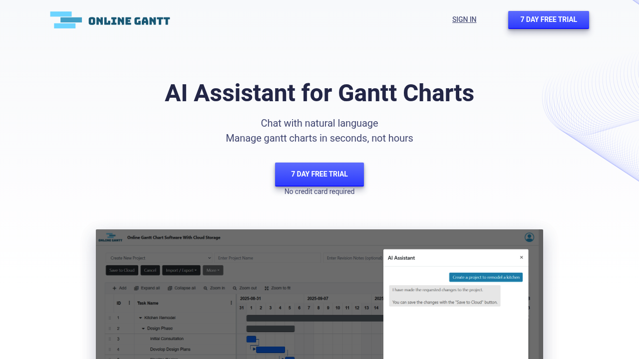 Online Gantt screenshot