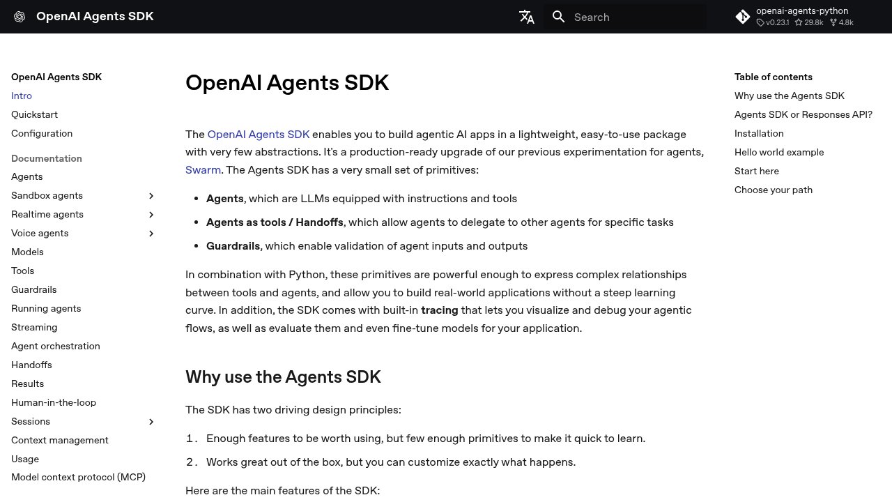 OpenAI Agents SDK screenshot