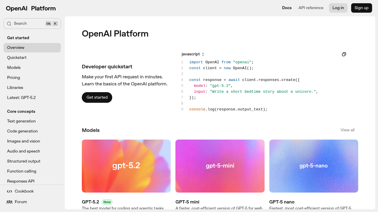 OpenAI API screenshot