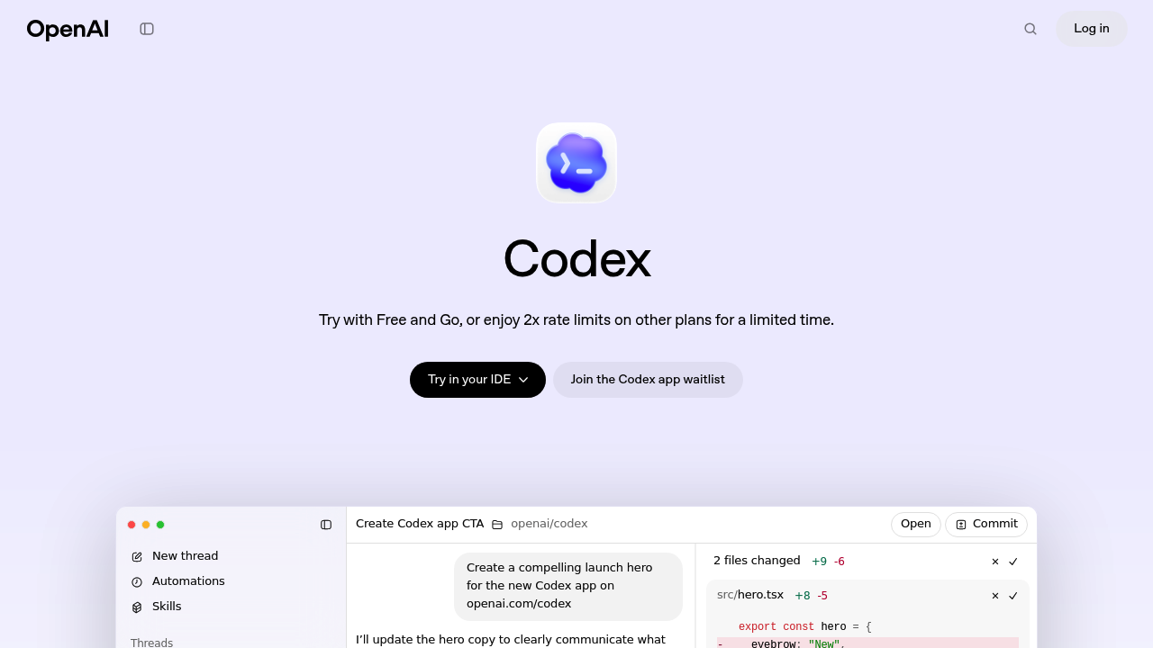 OpenAI Codex screenshot