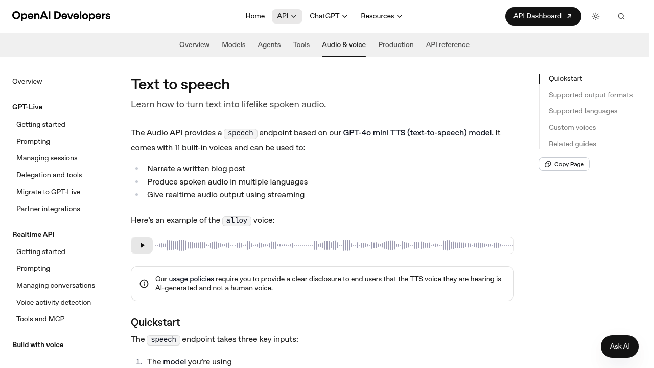 OpenAI TTS screenshot
