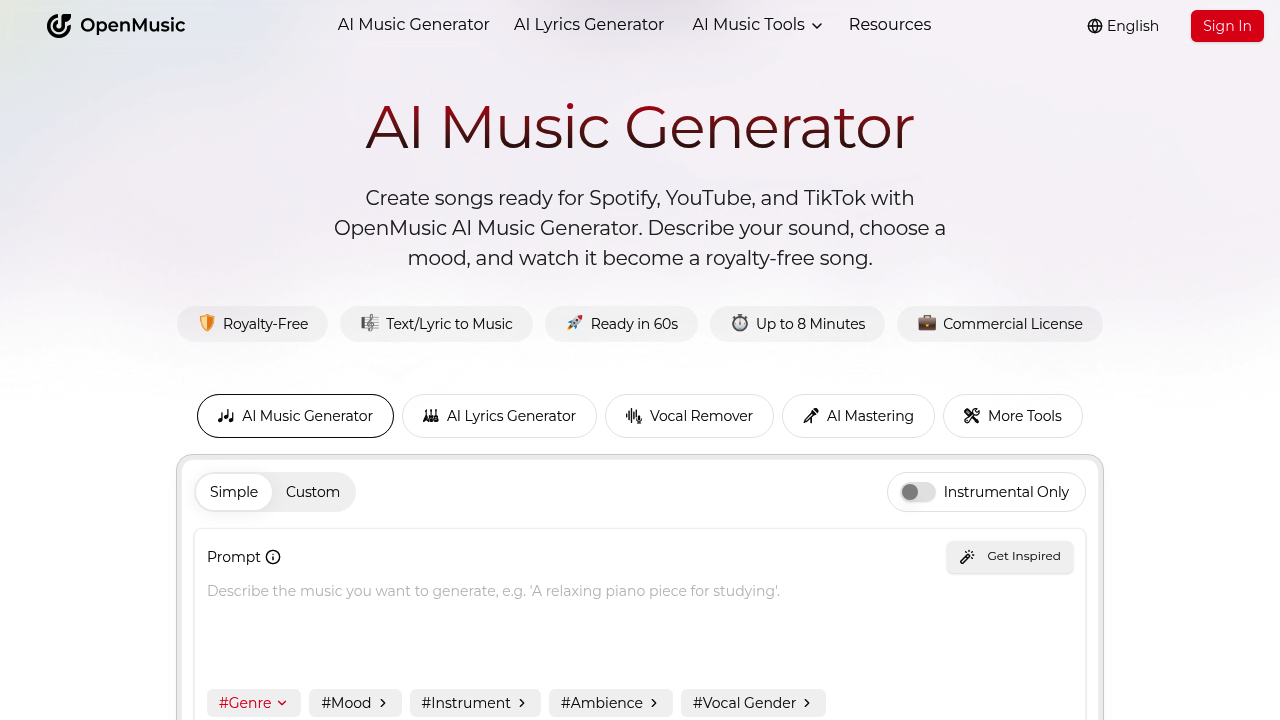 OpenMusic AI screenshot
