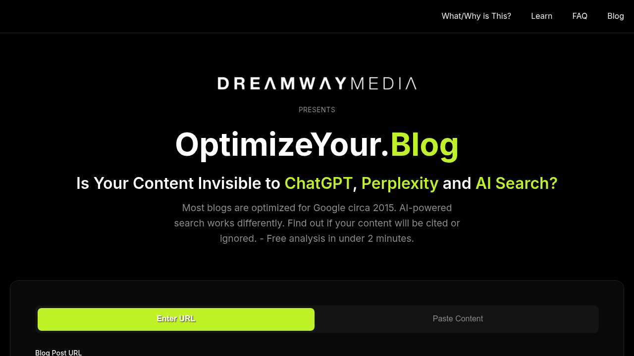 OptimizeYour.Blog Analyzer screenshot