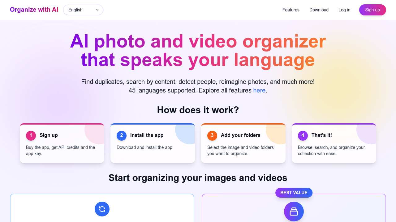 Organize with AI screenshot