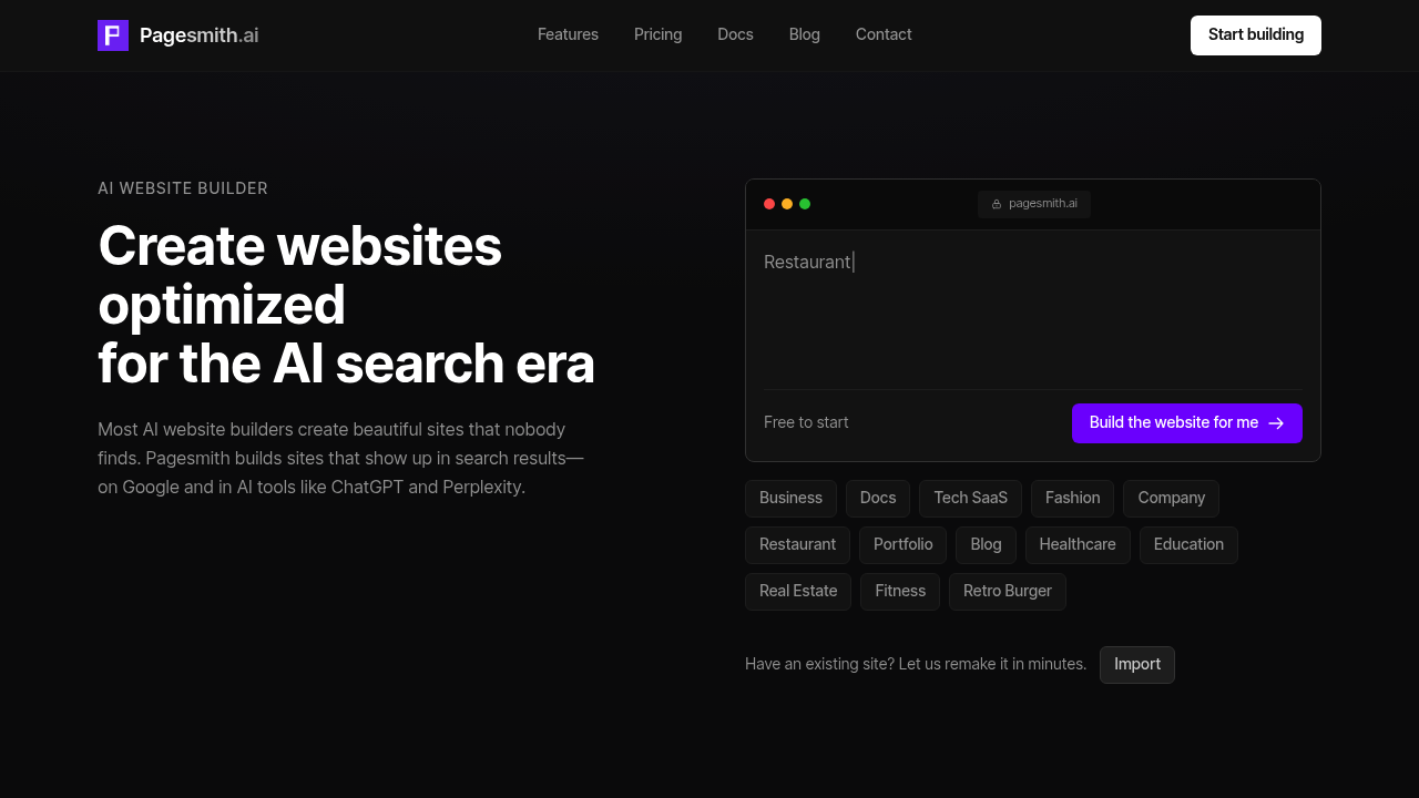 Pagesmith.ai screenshot