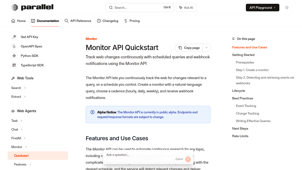Parallel Monitor API screenshot