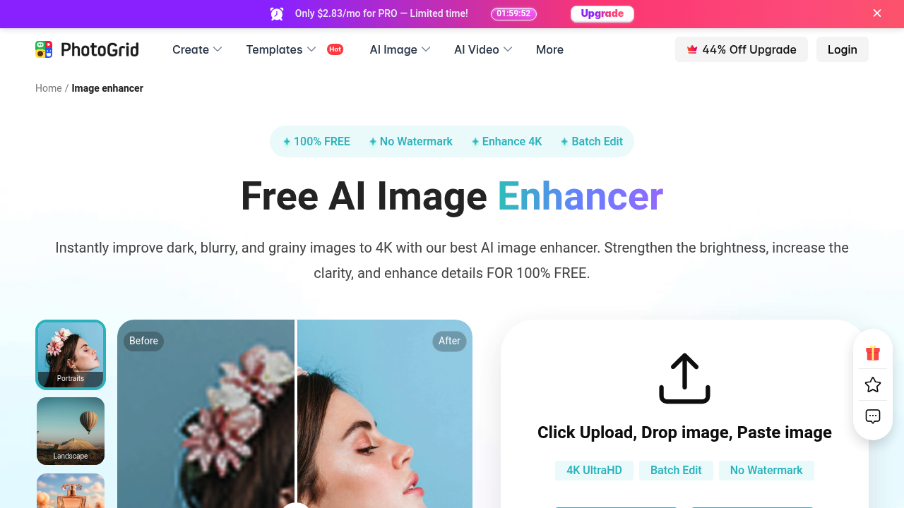 PhotoGrid AI Image Enhancer screenshot