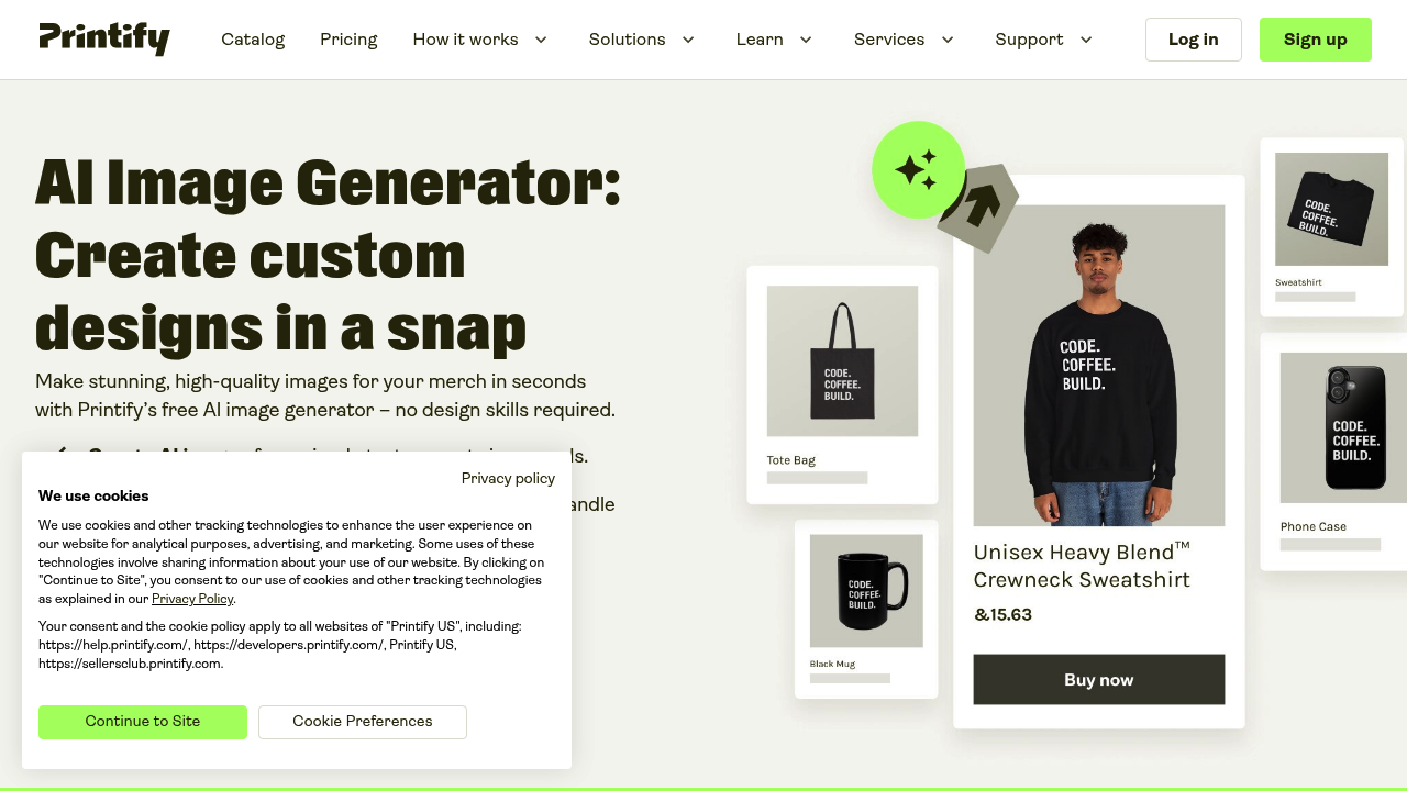 Printify AI Image Generator screenshot