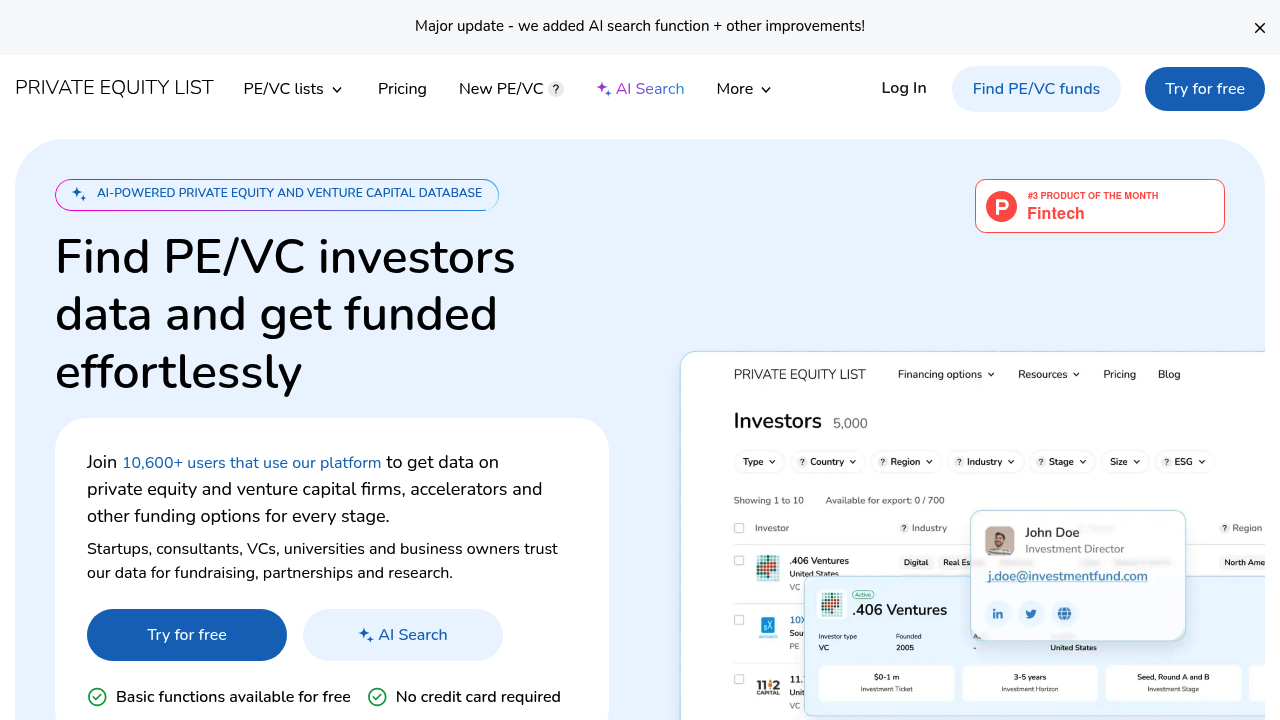 Private Equity List screenshot