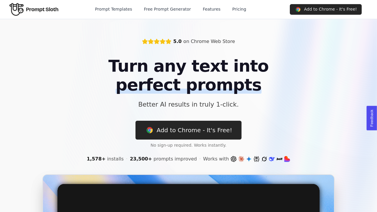 Prompt Sloth Write Better AI Prompts screenshot
