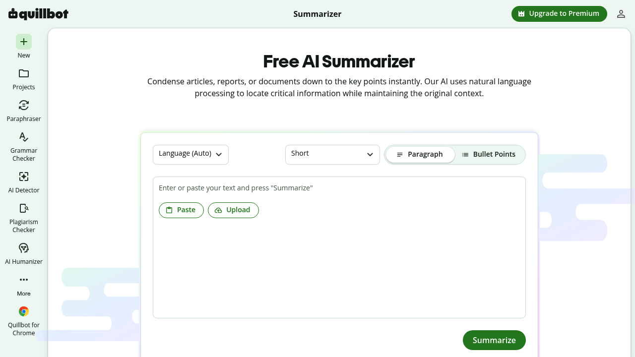 QuillBot Summarizer screenshot