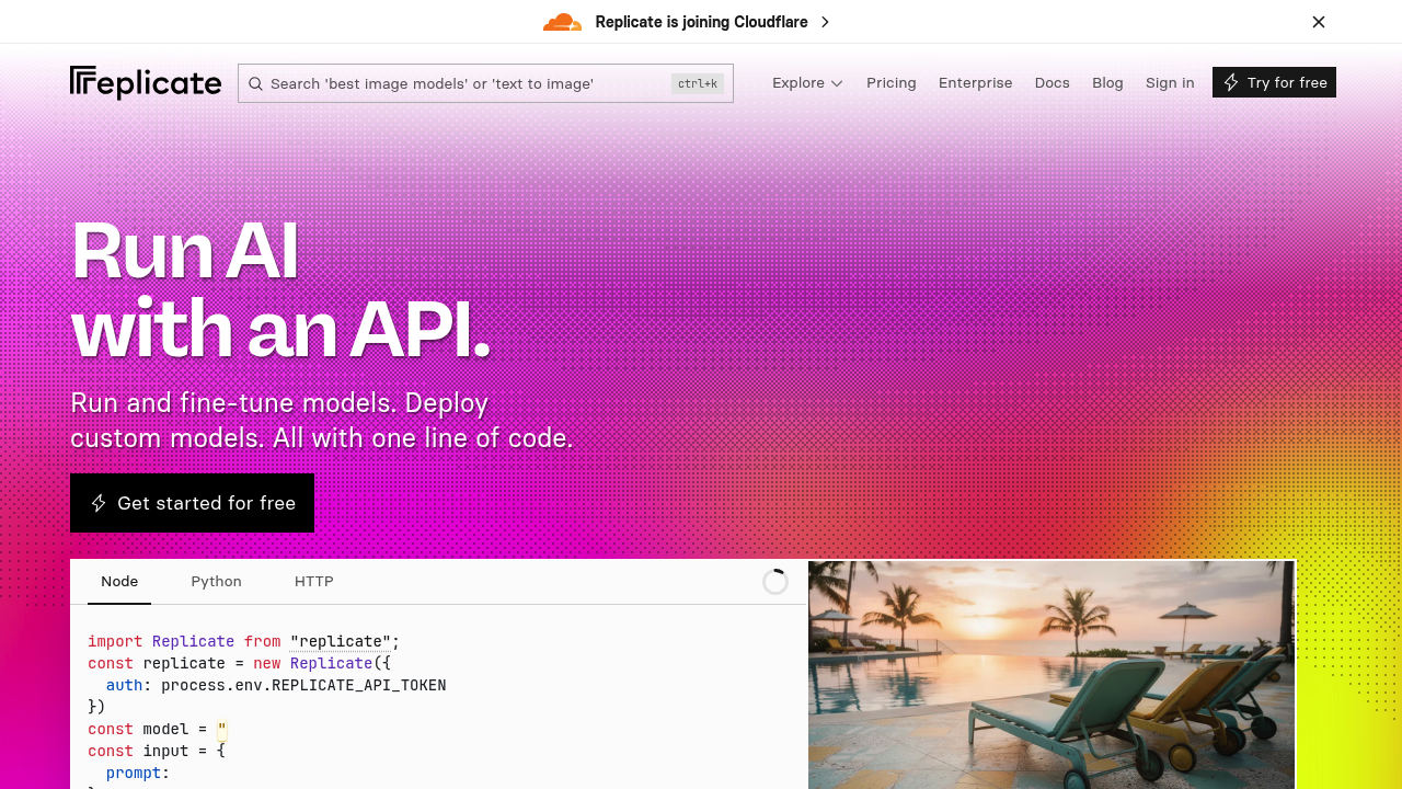 Replicate screenshot