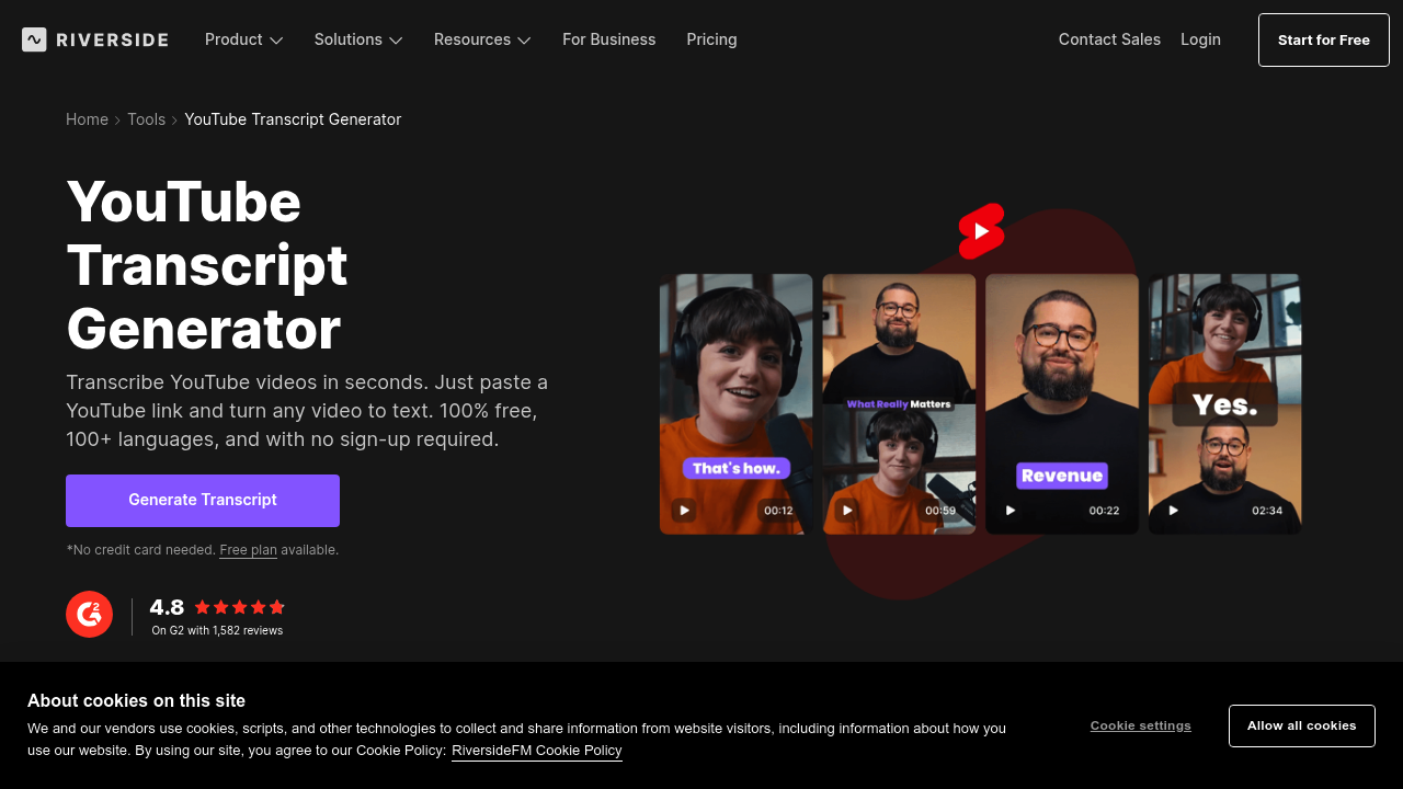 Riverside - YouTube Transcript Generator screenshot