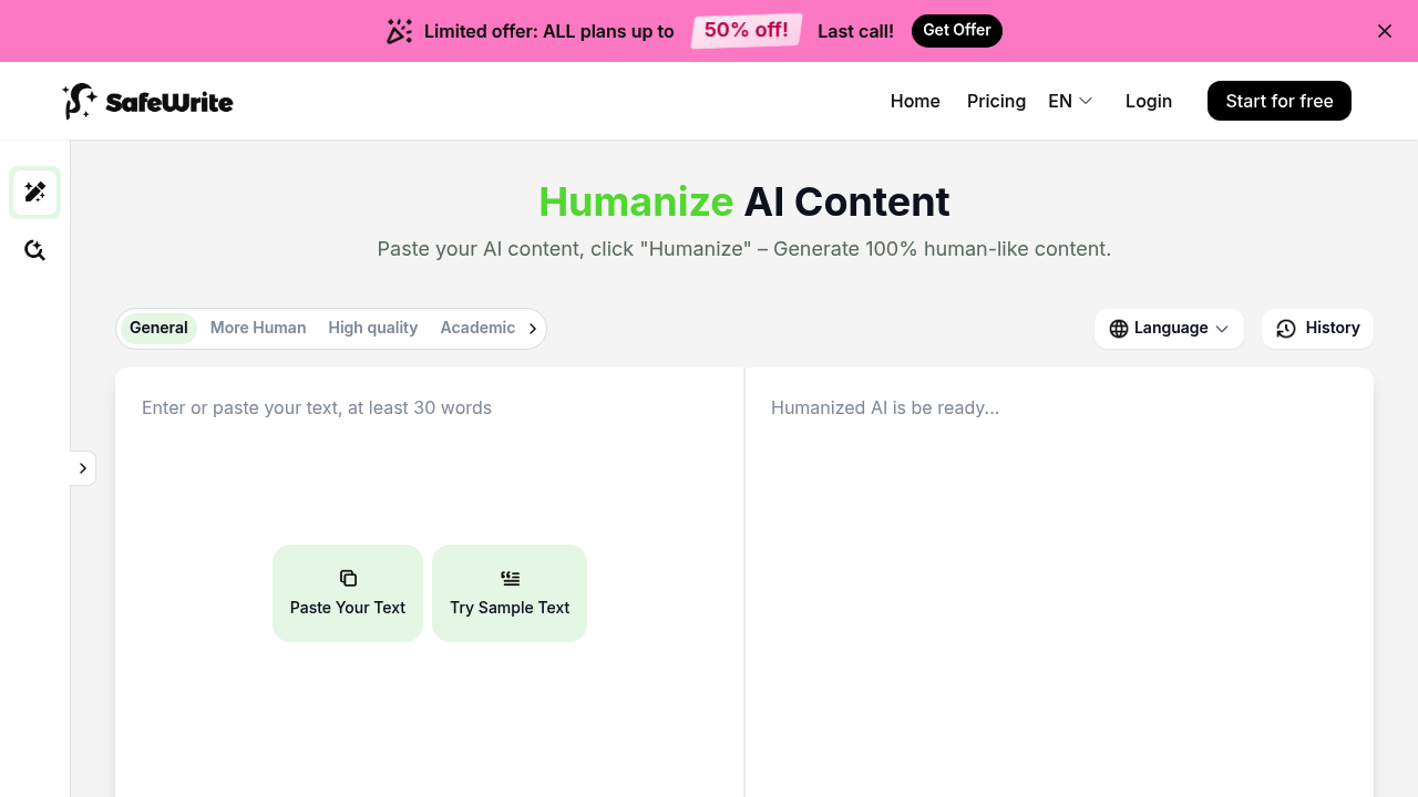 SafeNew AI Humanizer screenshot