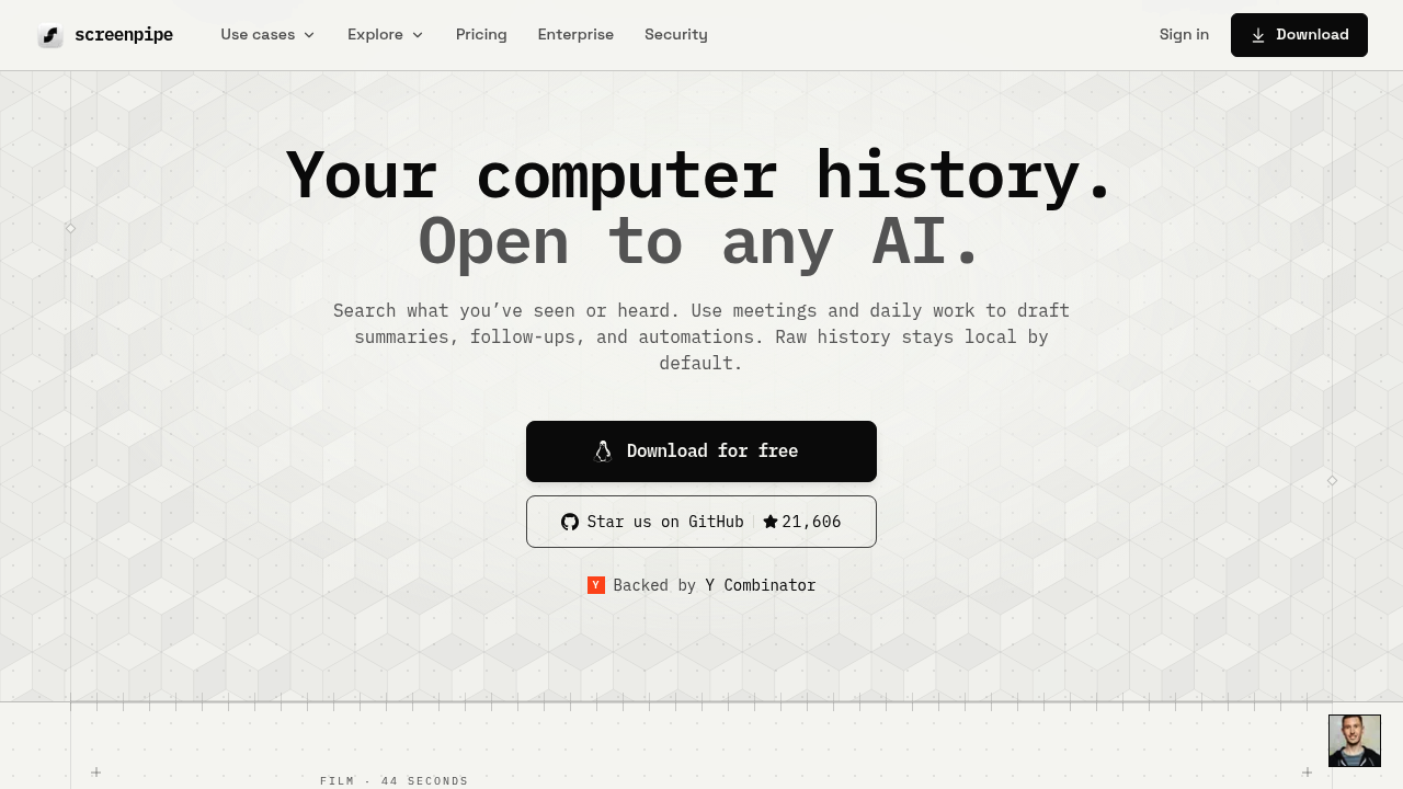 Screenpipe screenshot