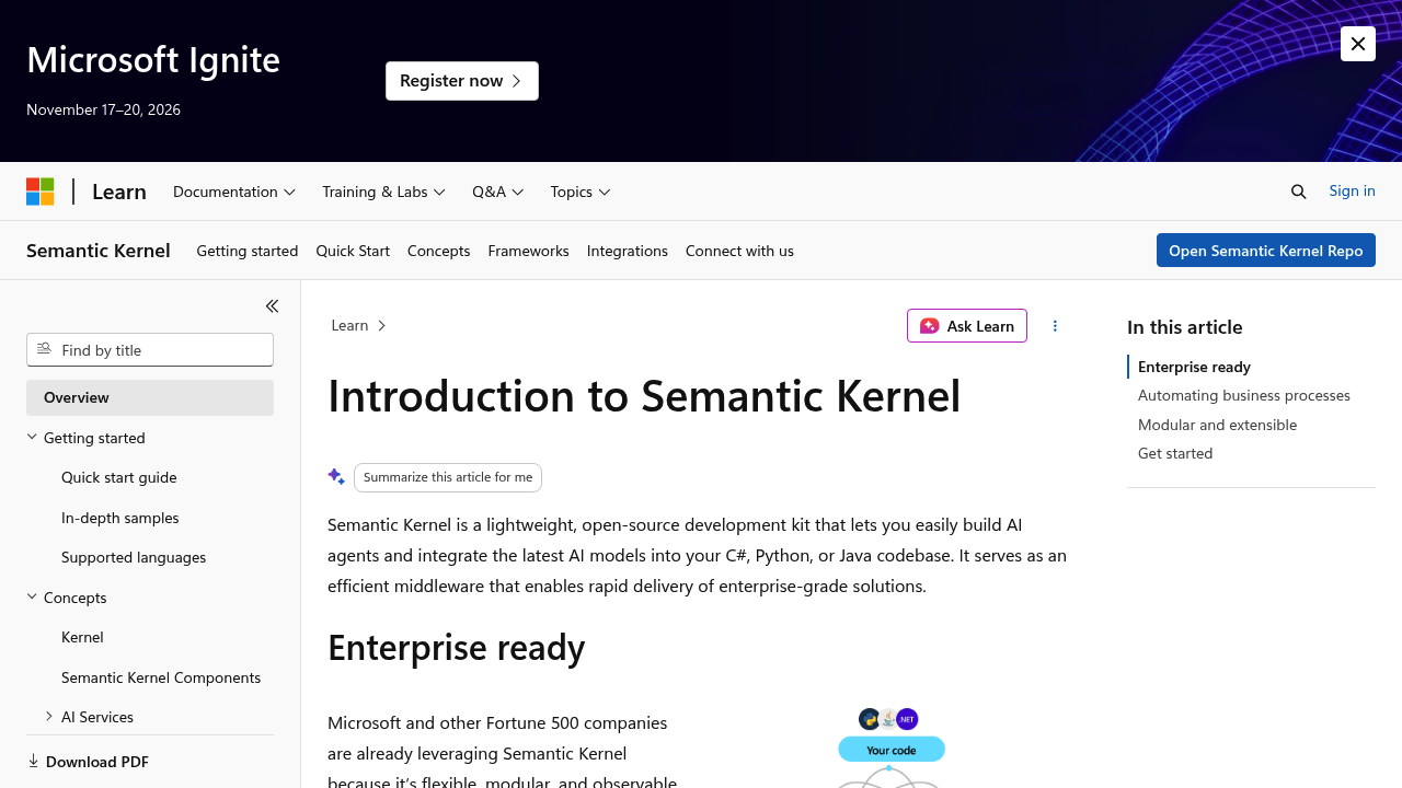 Semantic Kernel screenshot